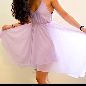 Lilac Slip Dress with Tulle‎ Overlay Size Large